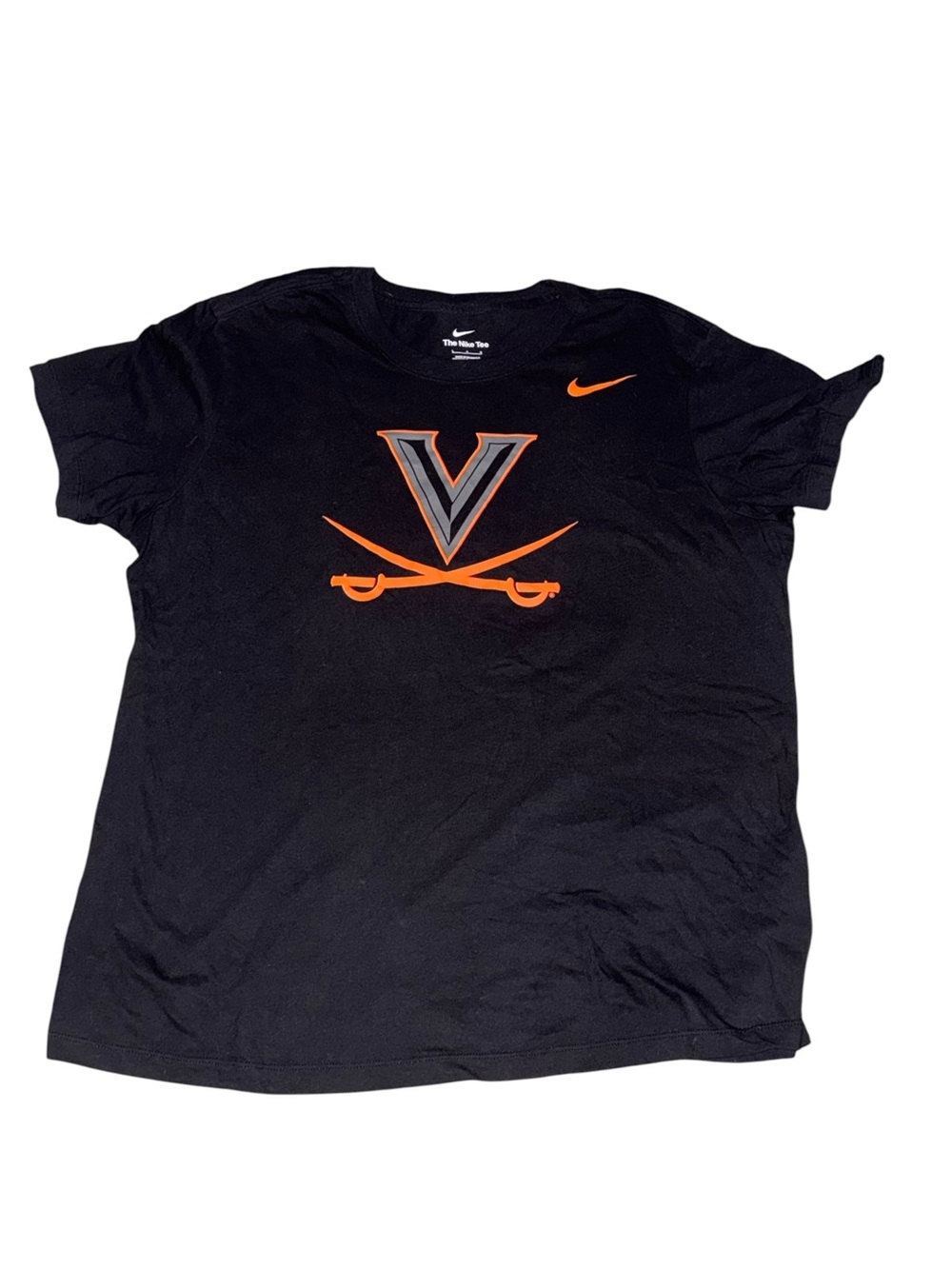 Nike Black Short Sleeve Virginia Cavaliers Logo Tee with Orange Accents
